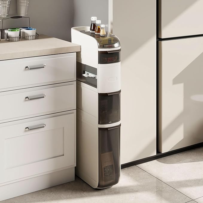 Giantex 5-Tiers Narrow Bathroom Storage Cabinet, Slim Rolling Toilet Paper Organizer w/Drawers, Tissue Box, Movable Plastic Storage Cart for Laundry Living Room Kitchen (17” x 7” x 38.5”(5 Tiers))