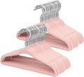 ManGotree 11" Baby Velvet Hangers, Non-Slip Infant Coat Hangers, Ultra-Thin Toddler Felt Hanger with 360° Swivel Hook, Space Saving Children's Hanger for Kids Clothes, 48 Pack (Light Pink)
