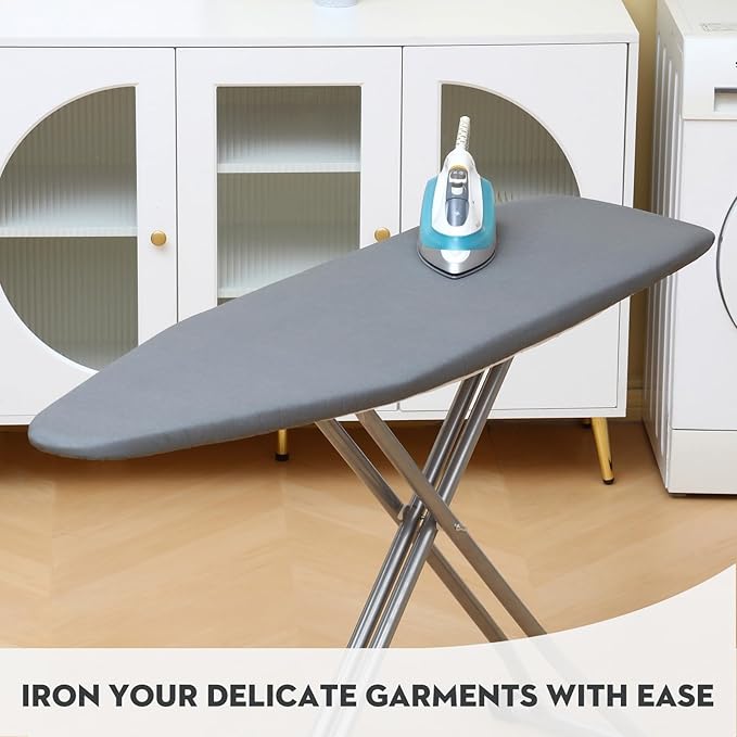 Ironing Board Cover and Pad, Standard Size 15x54 inch, Silver Coated 4 Layers Ironing Board Cover with Elasticized Edges, Extra Thick Padding, Easy Fit, Scorch Resistant - Gray