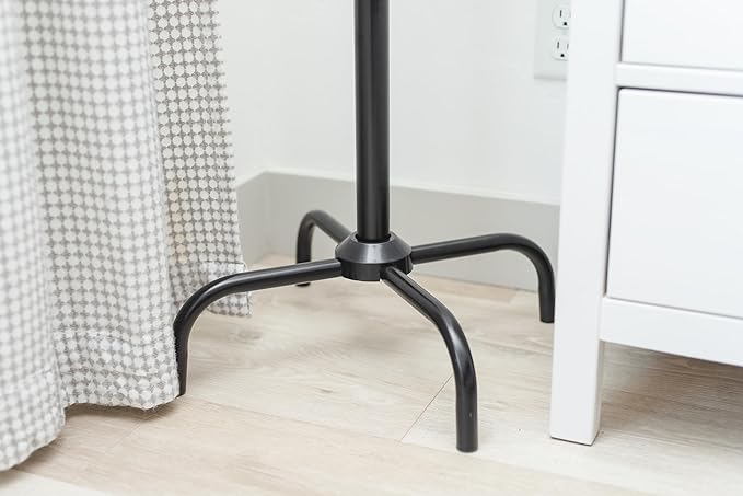 Black Coat Rack - Freestanding Hat and Coat Stand with 8 Hooks, Sturdy Metal Construction, Space-Saving Design (19.7" x 19.7" x 72.5") for Home & Office Organization