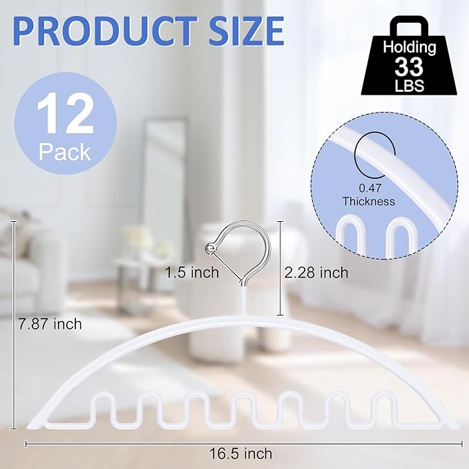 Sweater Hangers No Shoulder Bump, 12 Pack Clothes Hangers Non Slip Heavy Duty Metal Coat Hangers for Closet Organizers and Storage Space Saving Shirt Hanger for Suits Dresses Jackets Bra Shirt White