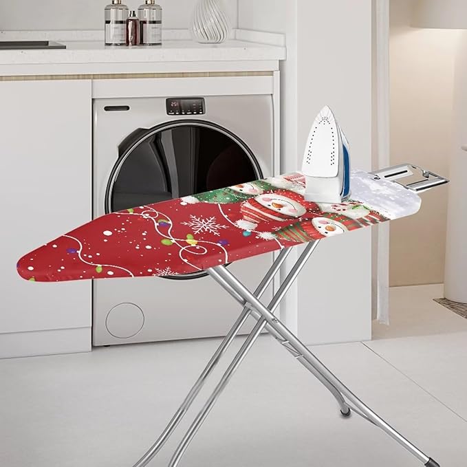 Snowmen Ironing Board Covers with Padding Standard Size Stain Resistant Multi Light Iron Board Replacement Cover