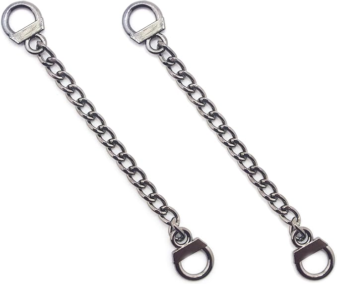 HAND® Set of 2 Dark Metal Tone Metal Sew On Metal Coat Hangers Hanging Chain Loops - 8.5 cm Long