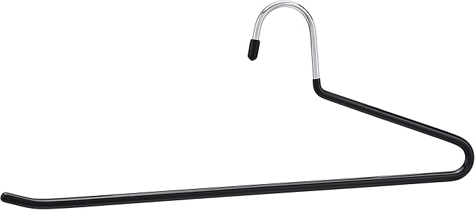 Amazon Basics Non-Slip Trouser/Slack Hangers, Pants Closet Organizer with Easy Slide Design, Metal with Rubber Coating, Black/Silver, 30-Pack
