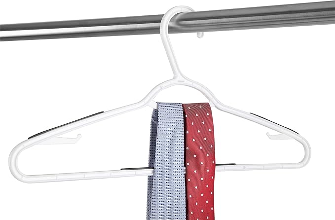 Finnhomy 50 Pack Plastic Hangers, Clothes Hangers with Non-Slip Pads, Space Saving Easy Slide Organizer, Clothes Hanger for Bedroom Closet Wardrobe, Great for Shirts, Pants, Scarves