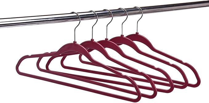 Quality Hangers Multi Pack Slim Plastic Hangers for Clothes - Sturdy Non-Velvet Pink Hangers with 360° Swivel Chrome Hook & Notches - Versatile for Coats Shirts Dresses (50, Raspberry, 17.7" inch)