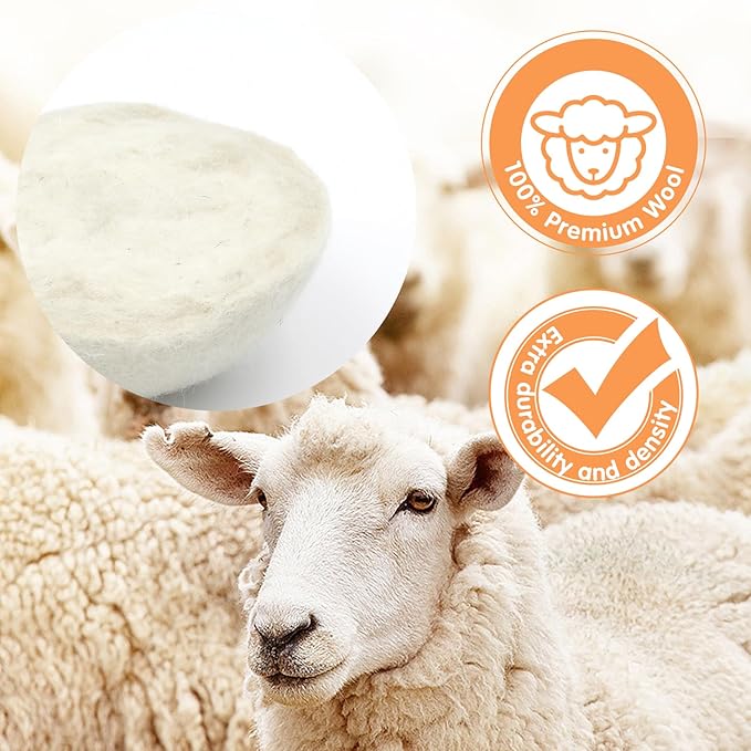 100% Pure New Zealand Wool Dryer Balls, 6-Pack - Natural Fabric Softener Alternative, Reduce Static, Soften Clothes, Shorten Drying Time & Absorb Lint (White)