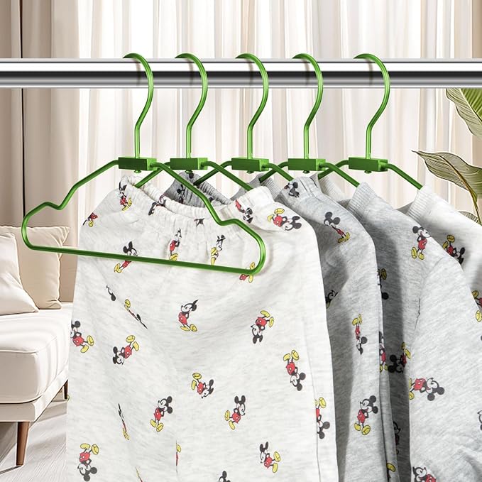 VWV Green Aluminum Hangers, 20 Pack Baby Hanger，12.6 Inch Children Baby Hangers, Sturdy Metal Children Clothes Hanger for Wardrobe, Space-Saving Toddler Hanger