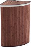 Bamboo Laundry Hamper Large 58L with Removable 2-Section Liner, Foldable Storage Basket with Lid and Handles for Bedroom, Laundry Room, Small Spaces – Brown - Triangle