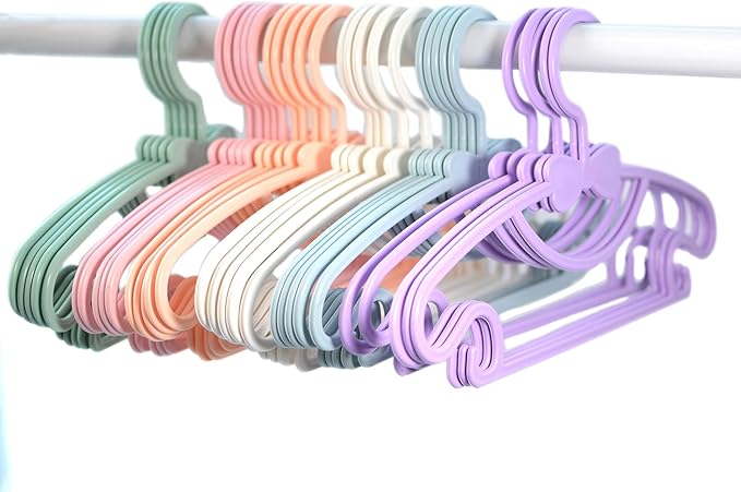 YYaaloa 60pcs Kids Clothes Hangers - Baby & Toddler Plastic Hangers (Pink, 60pcs)