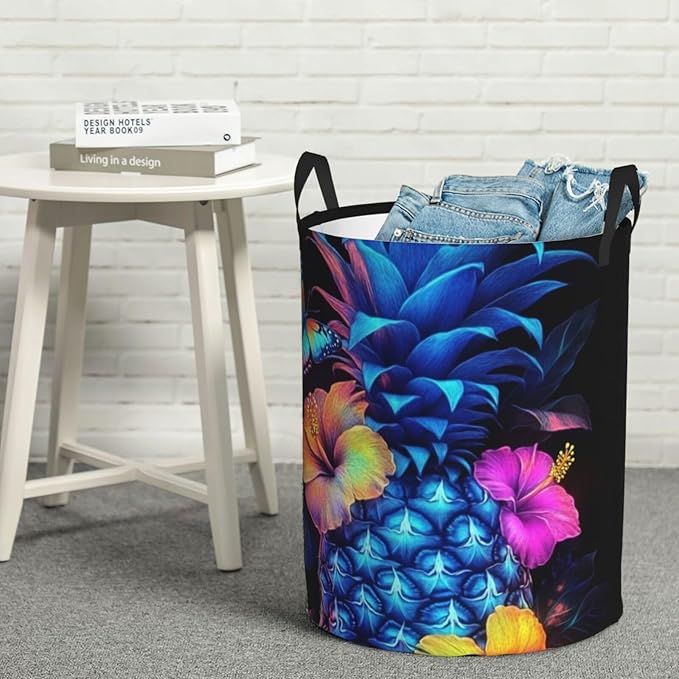 Pineapple Print Laundry Basket For Storage Bins Gift Baskets Bedroom Clothes Hamper