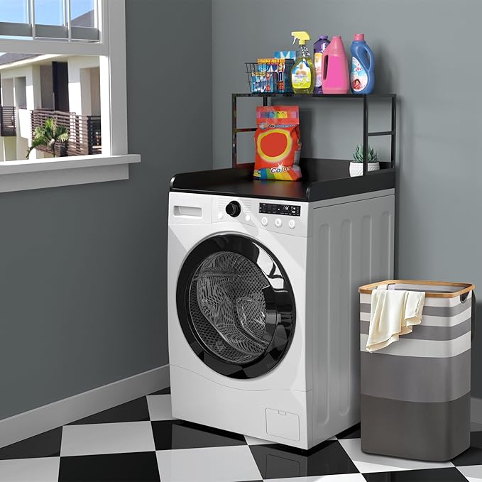 GDLF Washer Dryer Countertop Laundry Guard with Laundry Room Shelf for Single Washer/Dryer, 27.55" Depth x 27.55" Width