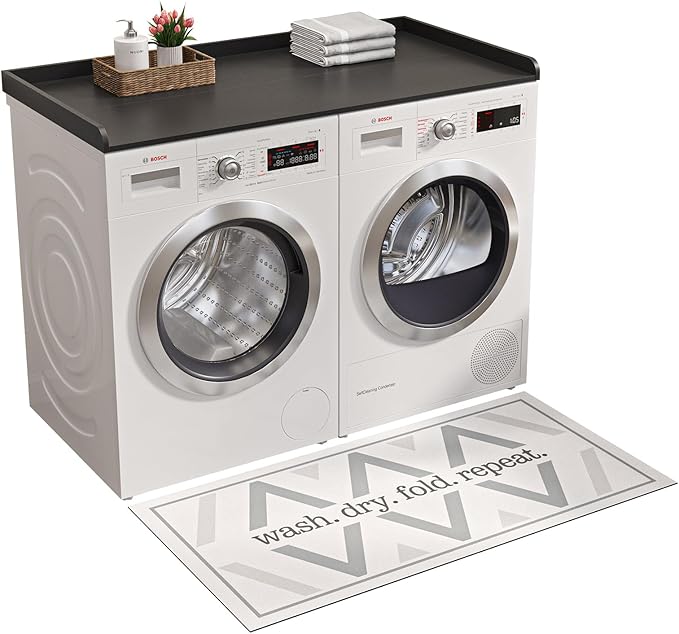 Washer Dryer Countertop, 27.5" x 54" Washer and Dryer Countertop with Non-Slip Pad,Large Laundry Topper for Laundry Room Organization,Black