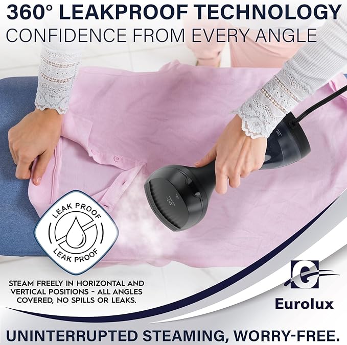 Eurolux Steamer For Clothes Portable Handheld Garment Travel Steamer For Clothing, Detachable Water Tank, 30-second Heat-up Powerful Fabric Wrinkle Remover For Home And Travel