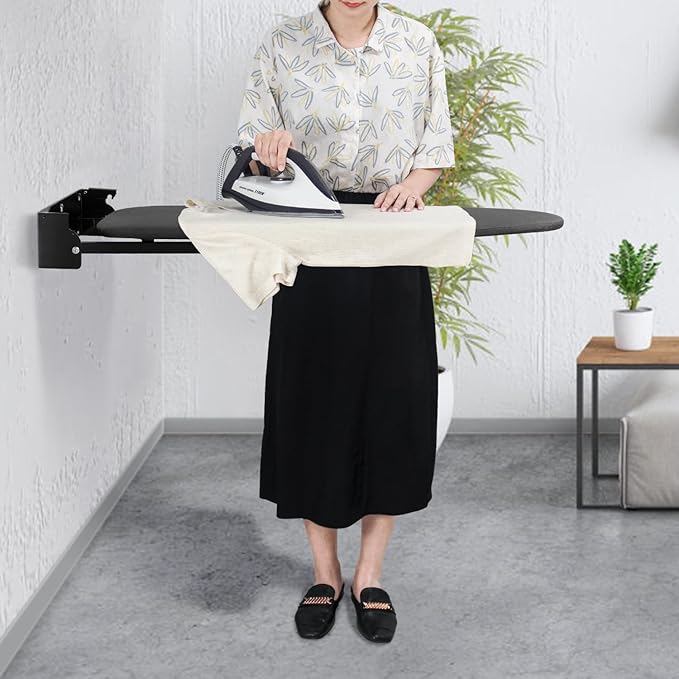 Duwee 12"×36" Wall Mounted Ironing Board,Folding Door Moutnted Ironing Board with Heat Resistant Cover,Compact Wall Mount Fold Down Iron Board for Small Spaces