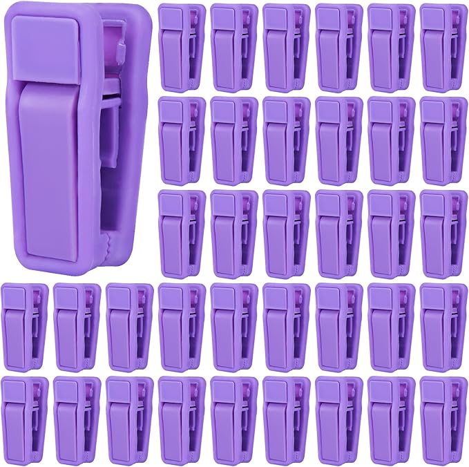 40 Pcs Plastic Baby Hanger Clips Slim-line Finger Clips Set for Clothes Hanger Velvet Hanger (Purple)
