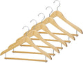 Sawafuji AWT-343-5P Clothes Hangers, Natural, Approx. Width 17.3 x Depth 0.6 x Height 10.6 inches (44 x 1.5 x 27 cm), Wooden Hangers, Pack of 5