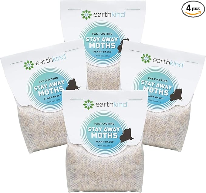 EarthKind Stay Away Moths - Moth Deterrent for Closet, Pantry & More - DIY Pest Control Pouches for Moths - with Cedarwood Oil & Geranium Oil - 4-Pack