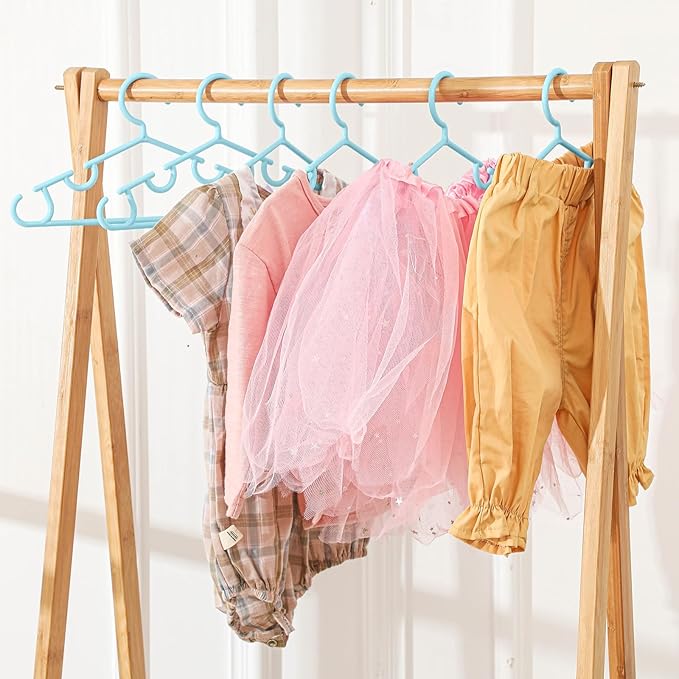 Hsei 60 Pack Pastel Color Kids Nursery Hangers Plastic Baby Hangers Heavy Duty Toddler Hanger for Pants, Coat, Skirts, Closet, Nursery Decor(Blue Color)