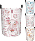 Customizable cute Laundry Hampers, Custom name Laundry Hamper, Personalized Elephant laundry basket, Customized Elephant Hamper with name for Living Room Bedroom Bathroom Barbershop