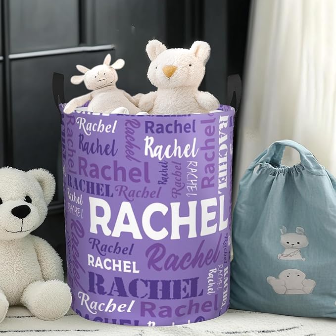 Custom Name Laundry Basket, Personalized Collapsible Laundry Hamper with Name for Bathroom Bedrooms, Customized Dirty Clothes Hamper Storage Basket Gifts for Kids Boys Girls Baby Men Women