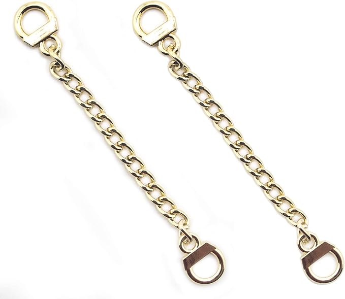 HAND® Set of 2 Gold Tone Metal Sew On Metal Coat Hangers Hanging Chain Loops - 8.5 cm Long
