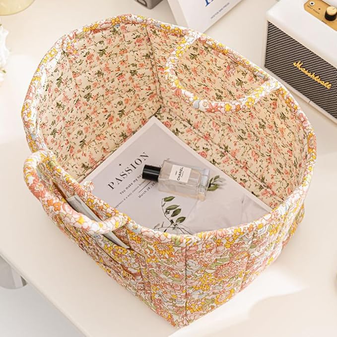 Floral Fabric Storage Basket Car Interior Storage Basket Underwear Sundries Laundry Baskets Supplies Home Organizer Bag (style 8)