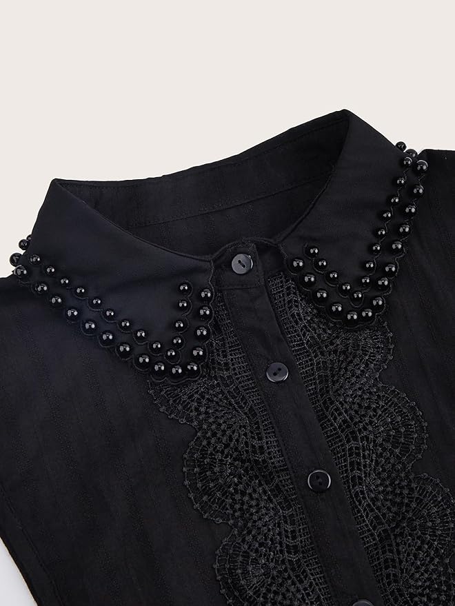 Handcrafted Faux Diamond and Pearl Fake Collar Shirts Versatile Dickey Collar Half Shirt Collar for Women