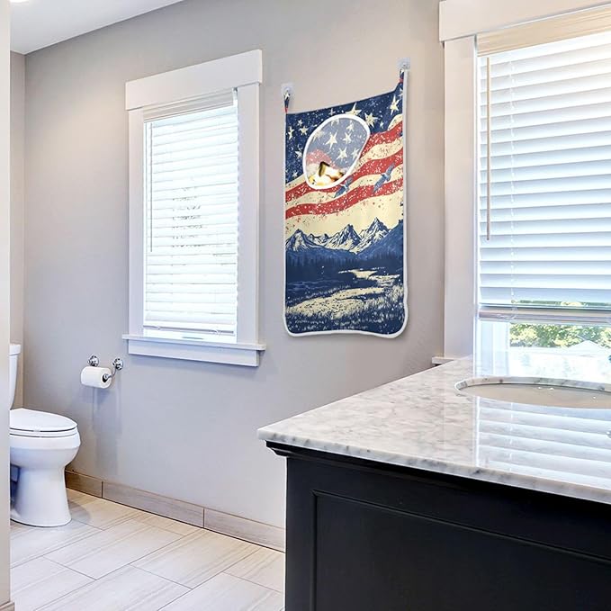 July 4th Flags Mountains Blue Door Hanging Laundry Hamper Bag with Free Adjustable Stainless Steel Hooks Dirty Clothes Hamper Extra Large Over the Door Laundry Hamper 29.5X20inch 2Pack
