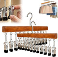 Closet Organizer with 12 Clips, Legging Organizer for Closet, Leggings, Jeans, Hats, Shorts, Socks, 360° Rotating Space Saving Hanging Clothes (Vintage 12 Clips, 2Pcs)
