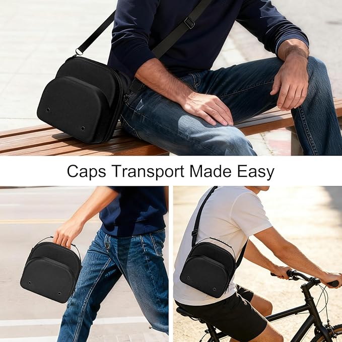 Small Hard Hat Travel Case for Baseball Caps - Crush Proof Cap Carrier for 3 Hats, Hat Storage Organizer with Adjustable Shoulder Strap and Handle, for Travel & Home Use