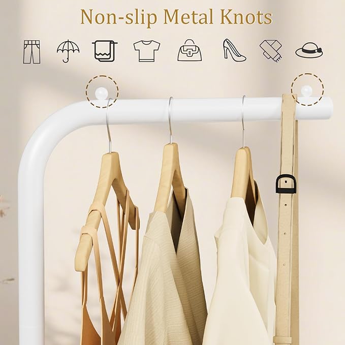 Metal Coat Rack, Stable Coat Tree with Rock Base, Garment Rack Suitable for Bedroom, Hallway, Entrance, Office, 70.8 Inches High, White