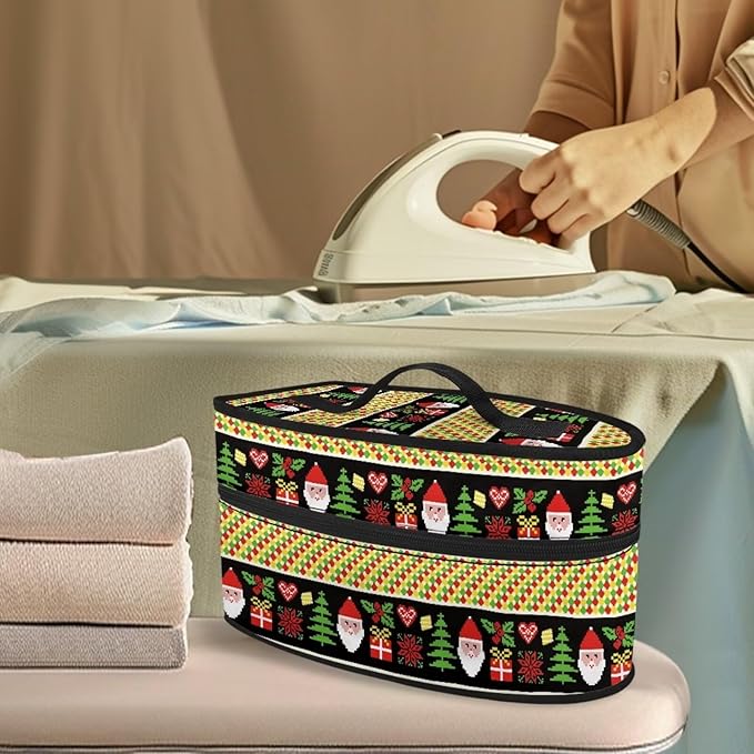 Christmas Iron Storage Bag Compatible with Most Iron Lightweight Easy to Clean Clothes Iron Storage Case with Zipper Handle Fits Outing, Tree Gift Poinsettia