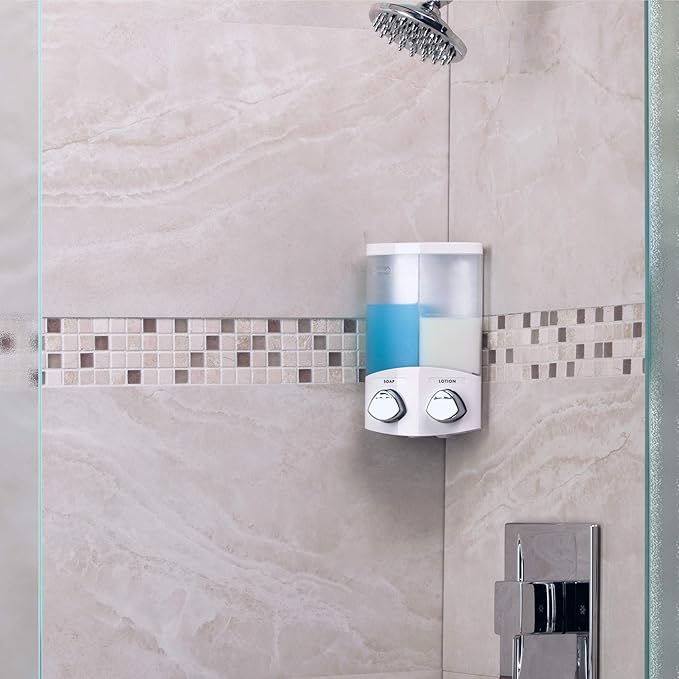 Better Living Products, White 76254-1 Euro Series 2-Chamber Soap and Shower Dispenser | (Pack of 2)
