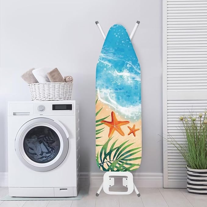 GLENLCWE Hawaiian Starfish on Beach Ironing Board Cover,Thick Ironing Board Replacement Cloth Heavy Duty Standard Size Decorative Iron Board Protector,15X54Inch