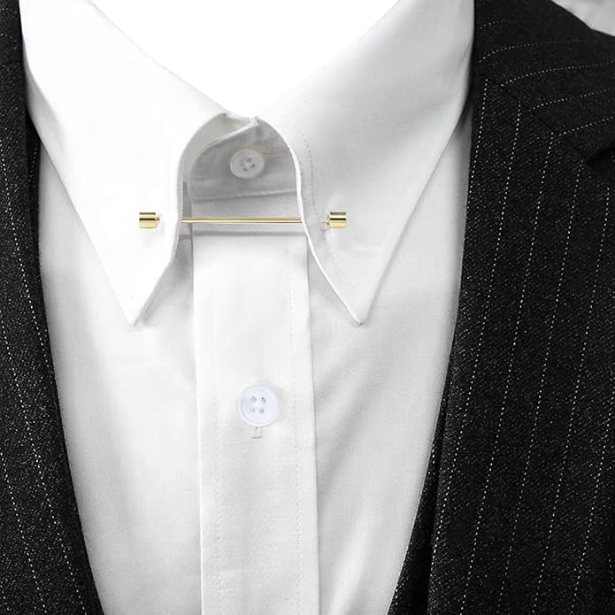 Classic 4-Piece Set Solid Brass Collar Bar for Men Multi-Style Metal Anti-Curl Shirt Collar Stays Tie Pins