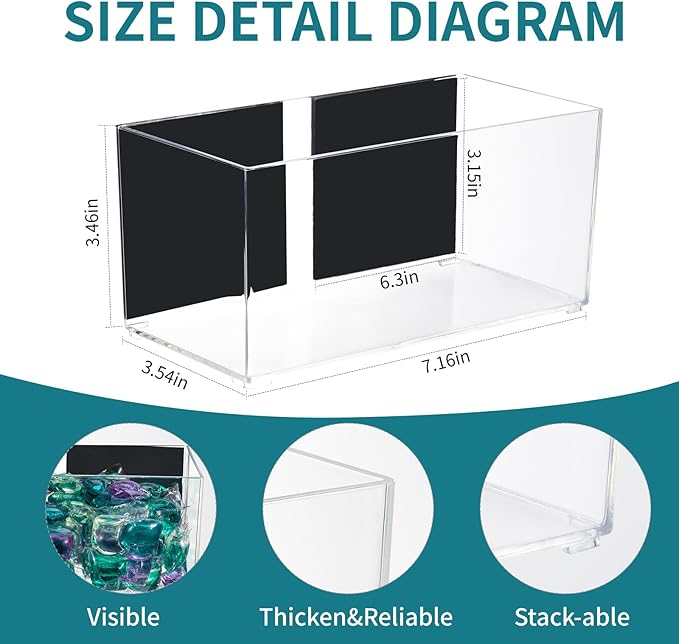 CINPIUK Magnetic Dryer Ball Holder for Laundry Room Organization, Clear Lint Bin with Adhesive Hook, Iron Dryer Ball Container Box for Laundry Room, Office, Bathroom & Craft Supplies, 2Pcs