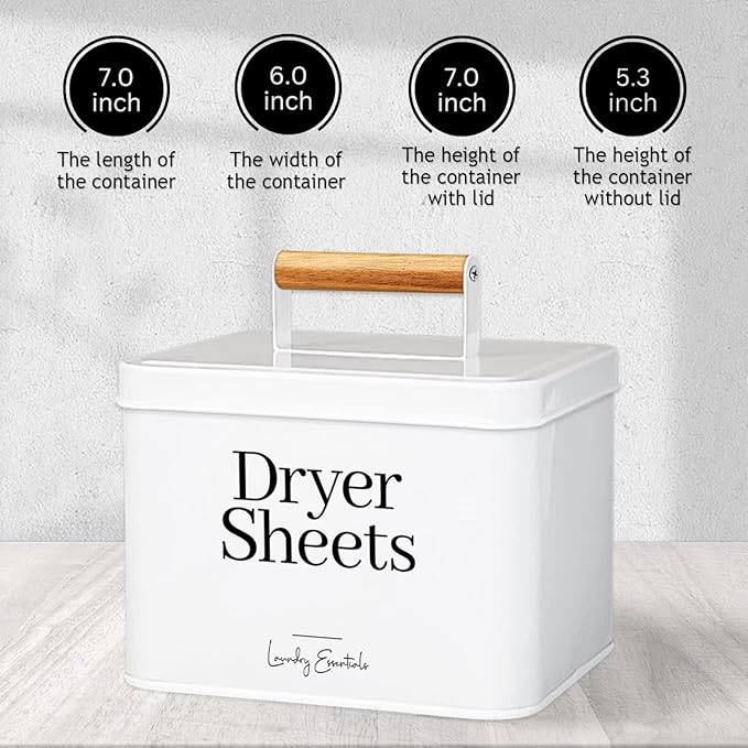 (2 Pack Bundle) Modern Farmhouse Lint Bin and Dryer Sheet Holder for Laundry Room Organization