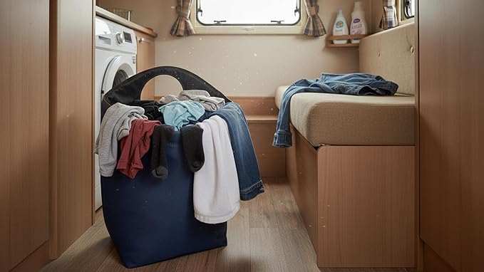 Foldable Storage Hamper Bag with Soft Padded Handle, 17.7x17x9.5inch Multi-Purpose Oxford Fabric Laundry Basket, Collapsible Storage Bag for Home, Bedroom, Dormitory, Travel & Outdoor