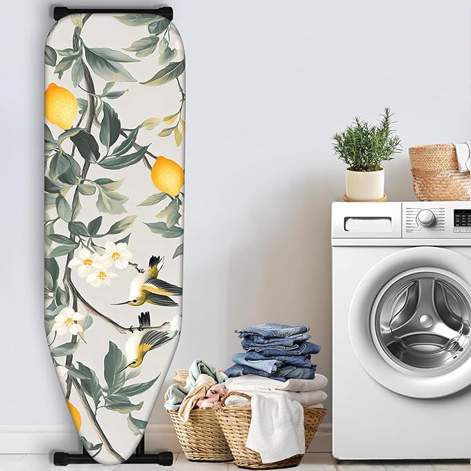 Nuxovilar Ironing Board Cover with Lemon Tree and Hummingbirds Pattern, 15x54 Inches Polyester - Cover for Ironing Board for Kitchen, Breakfast Nook, Bright Space