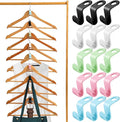 100 Pcs Clothes Hanger Connector Hooks,Heavy Duty Plastic Cascading Hanger Hooks Extender Clips,Wardrobe Clothing Hangers Connection Hooks for Organizer Closet Cabinet Space Savers Hangers, 5 Colors