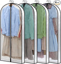 50" Clear Garment Bags for Hanging Clothes W/ 4" Gussetes, 4 Packs Suit Bags for Closet Storage, Plastic Waterproof Suit Cover Bags with Zipper for Coats, Jackets, Dresses
