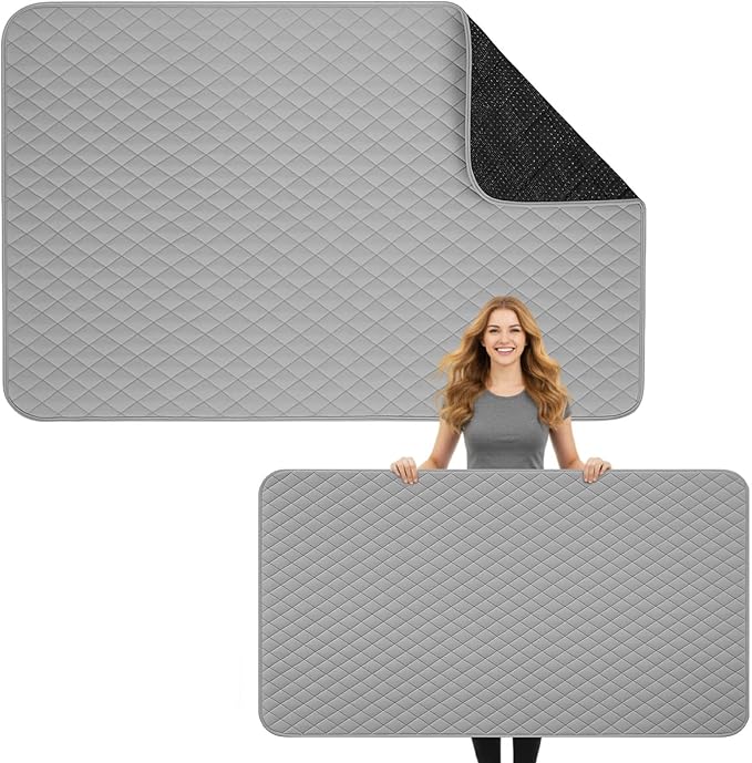 Tegeme Extra Large Ironing Mat (35.4 x 63 Inch), Heat Resistant Ironing Blanket, Quilted Iron Board Pad for Table Top, Countertop, Home, Laundry Room, Foldable for Quilting and Travel