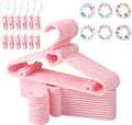 Pink Heart Baby Hangers 50 Pack Plastic Baby Clothes Hangers with Clips Non-Slip Laundry Kids Infant Hanger for Newborn Toddler Clothes, Stackable Space Saving