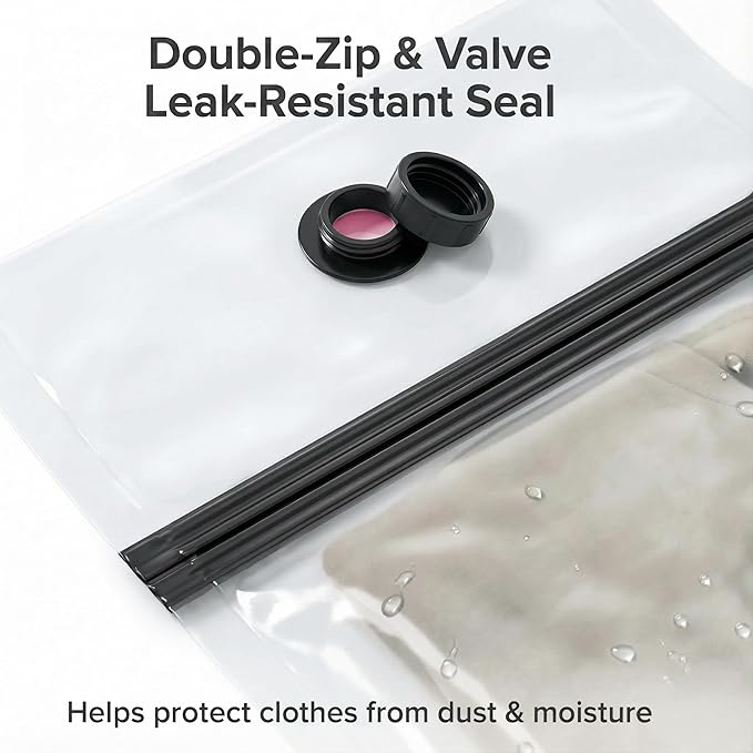 Vacuum Seal Bags for Clothing: 9 Pack Large Travel Vacuum Bags for Luggage with Rechargeable Electric Pump - Space Saver for Carry-On Packing