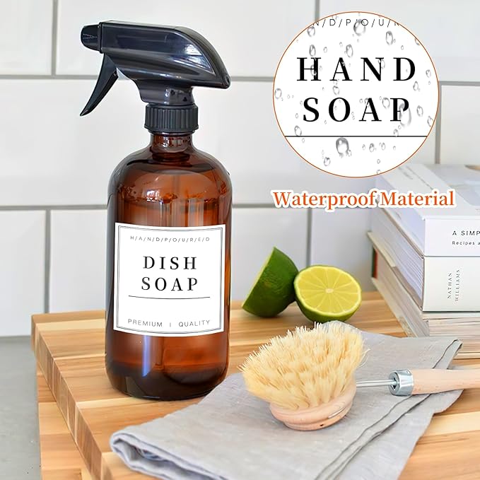 TESWEY 30PCS Waterproof Labels for Bottles, Minimalist Bathroom and Laundry Room Labels Set, Self-Adhesive Labels Stickers for Soap Dispenser and Laundry Jars, Hand Soap Shampoo Conditioner Label