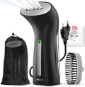 Steamer for Clothes for Europe 220V, Handheld Portable Travel Garment Steamer, Metal Steam Head, 25s Heat Up, Pump System, Mini Size, Hand Held Steamer for Any Fabrics, Black