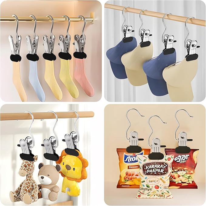 Clothes Pins 30-Pack Laundry Hook Hangers Clothes Hanger Clips for Closet Organizer Socks Towels Clips Heavy Duty Clothespins Bulk Clothes Hanger Clips for Wardrobe Travel Pants Socks Handbag