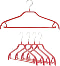 MAWA by Reston Lloyd Silhouette Series Non-Slip Space Saving Clothes Hanger with Bar & Hook for Pants and Skirts, Style 41/FRS, Set of 5, Red