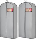 2 Pcs 10" Gusseted Garment Bags for Hanging Clothes Dress Bags for Gowns Long Closet Waterproof Garment Covers Wedding Dress Cover Traveling Clothes Protector(Gray,54 Inch)